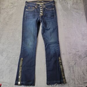 Veronica Beard‎ Carolyn Baby Boot Jeans 24 Dark Vintage Tuxedo Snap Stripe Cuff